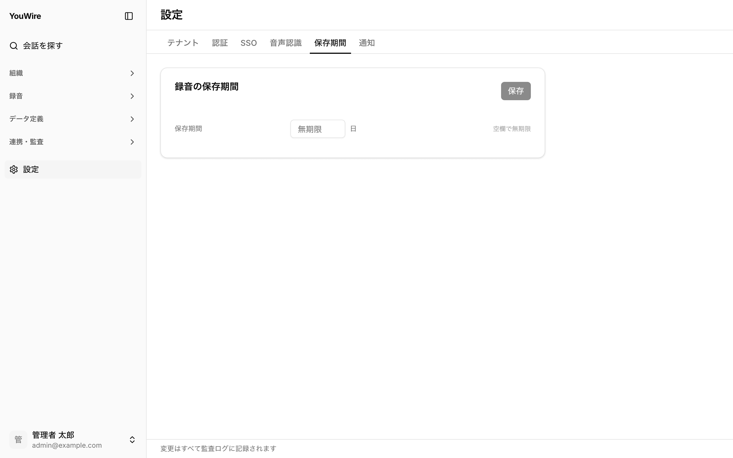 保存期間タブの全体像